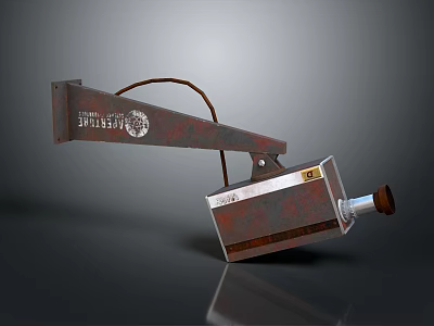 Rusty Expressive Labeled Mechanical Device With Metal Arm Wire And Component 3d model
