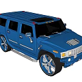 Blue Hummer SUV With Shiny Exterior Large Alloy Wheels And Roof Rack
