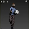 Young Boy Walking With Soccer Ball In Casual Outfit