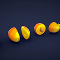 Fresh Mango Fruits Whole And Sliced With Pit Arranged On Dark Surface