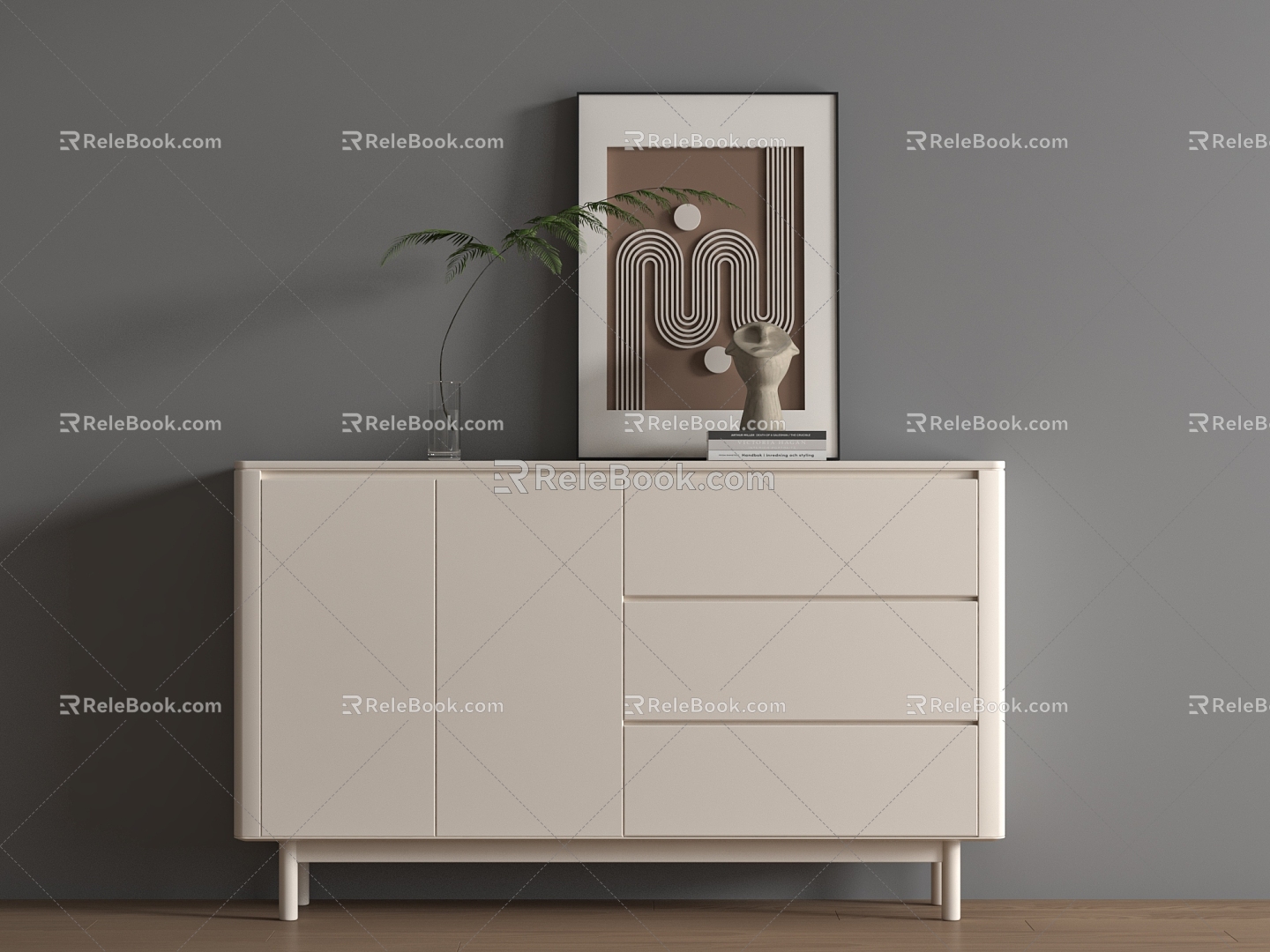 Modern Entrance Cabinet Shoe Cabinet Sideboard Wall Decorative Pendant Ornaments Bucket Cabinet Cream Decorative Cabinet Low Cabinet Sideboard 3d model