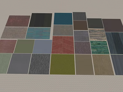 Collection of Various Color Floor Tiles With Different Textures And Square Patterns 3d model