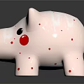 Cute Pink Pig Game Character With Red Spots Silver Eye And Coin Bank Features