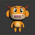 Cartoon Calf Character With Orange Body Red Horns And Big Expressive Eyes