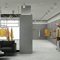 Modern Clothing Store Interior With Hanging Clothes Mirrors Lighting And Cactus