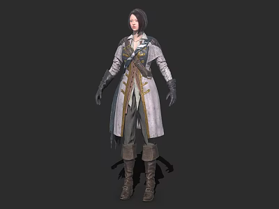 Detailed Character Design With Long Coat Belted Waist Gloves And Leather Boots 3d model