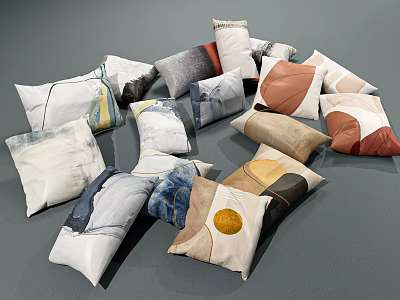 Soft And Cozy Decorative Throw Pillows Featuring Various Patterns And Colorful Designs 3d model