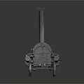 Vintage Steam Train Engine With Black Body Red Rimmed Wheels And Metal Chimney