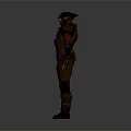 Futuristic Sci Fi Character In Brown Armor With Red Goggles And Gear