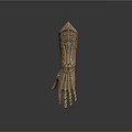 Intricate Carved Copper Metallic Gauntlet With Decorative Patterns And Metallic Details
