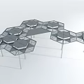 Modern Hexagonal Pergola Design With Metal Frame And Geometric Units 3d model