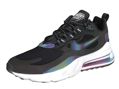 Black Mesh Upper Sneakers With White Sole And Colorful Reflective Details 3d model