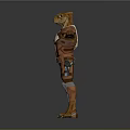 Lizard Like Humanoid 3D Model With Armor Mechanical Details And Outstretched Arms