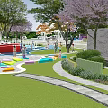 Garden Landscape Design With Curved Pathways Lush Trees And Recreational Activities