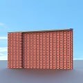 Building Exterior Wall Featuring Red Brick Design And Blue Sky Background 3d model
