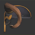 Viking Warrior Helmet Featuring Large Curved Ram Horns And Intricate Golden Patterns