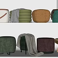 Modern Sofa Low Stool Combination Sofa Stool Shoe Changing Stool Makeup Stool Fabric Sofa Stool Soft Stool Foot Sofa Pier Storage Stool Blanket 3d model