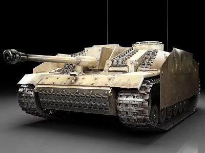 Heavy Military Tank Featuring Metal Armor Tracks Long Cannon And Historical Design 3d model