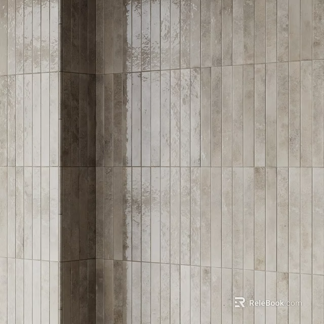 Modern Gray Tile Wall Component With Vertical Stripe Texture And Smooth Finish 3d model 