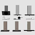 Modern Kitchen Appliances With Various Range Hoods And Stove Designs
