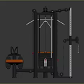 Multifunctional Black And Orange Sports Equipment With Seats Bench And Cable System For Home Fitness