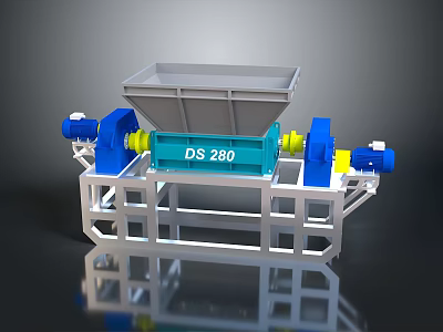 DS 280 Industrial Machine With Blue Yellow Components And White Base Frame 3d model