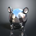 Silver Metallic Mouse Character Featuring Shiny Surface And Stylized 3D Design