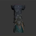 Mythical Creature Head Sculpture With Spiked Top And Scaled Texture