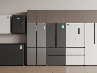 Stylish Modern Refrigerators and Freezers With White Black Gray Designs For Kitchen Storage 3d model