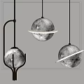 Stylish Modern Planet Shaped Chandeliers Featuring Ring Decorations And Metallic Tones