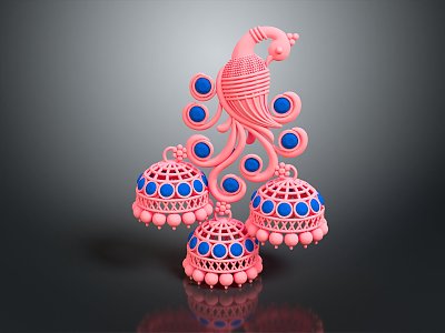 modern earrings peacock earrings jewelry furnishings 3d model