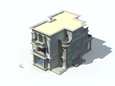 Detached Villa Exterior Design With Multiple Floors Balconies And Windows 3d model