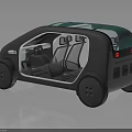 Modern Compact Car With Transparent Glass Roof And Two Seats Interior Design