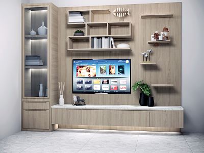 Modern TV background cabinet 3d model