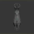Futuristic Interstellar Spaceship With Metallic Structure Sharp Edges And Green Glowing Accents