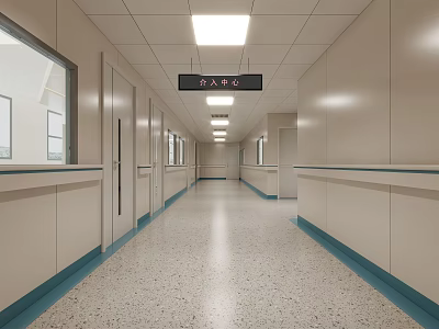 modern hospital aisle hospital 3d model