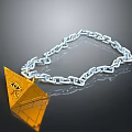 Fashionable Silver Chain Necklace With Yellow Pyramid Pendant And Eye Design