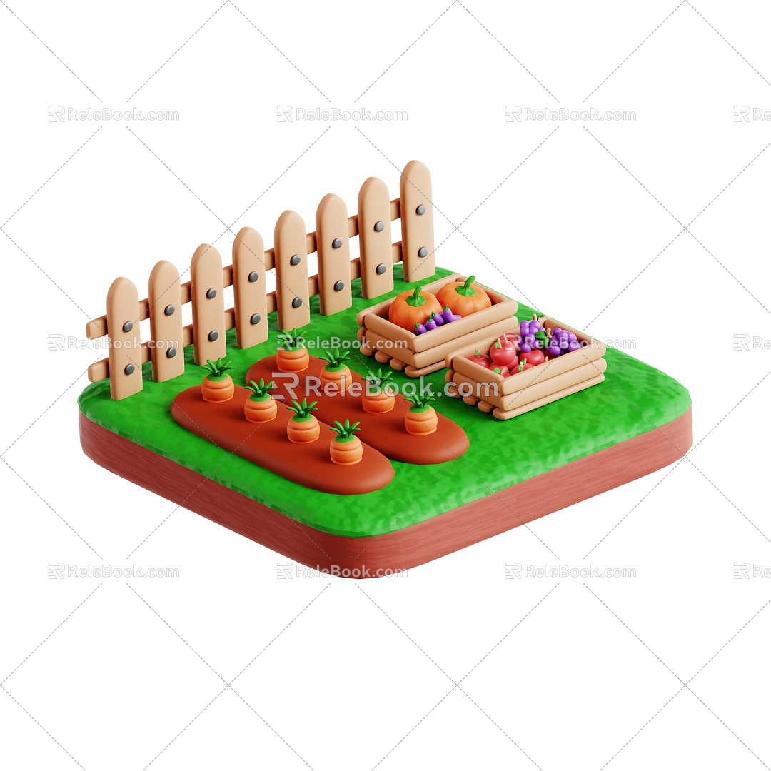 Farm Orchard Vegetable Garden Vegetable Frame Fruit Frame Fence Cartoon Farm Cartoon Orchard model