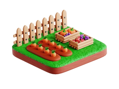 Farm Orchard Vegetable Garden Vegetable Frame Fruit Frame Fence Cartoon Farm Cartoon Orchard model