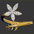 Elegant Gold Ring Featuring Flower Design With Diamond Accents For Daily Use