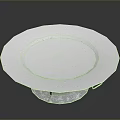 Light Blue Decorative Plate Featuring Scalloped Edge On Transparent Stand 3d model