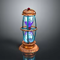 Vintage Copper Frame Hourglass Lantern With Blue Purple Sand And Engraved Base
