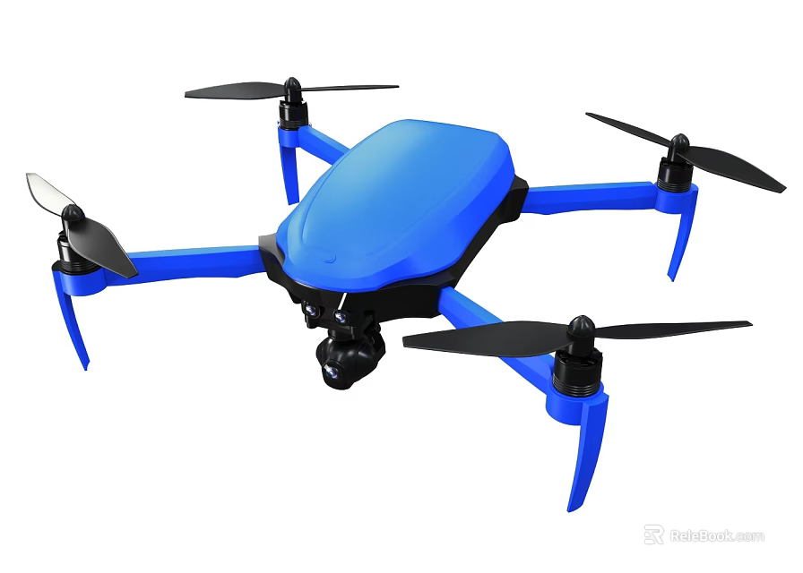 Smart Machine Blue Drone Quadcopter With Camera And Black Propellers Design 3d model 