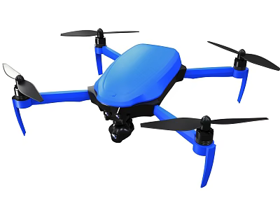 Smart Machine Blue Drone Quadcopter With Camera And Black Propellers Design 3d model