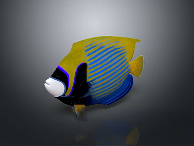 Vibrant Tropical Fish With Yellow Body Blue Horizontal Stripes Black Edges And White Face 3d model
