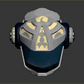Warrior Character With Bio Mechanical Armor Featuring Blue Silver And Gold Details