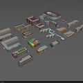 School Buildings With Diverse Campus Facilities In 3D Architectural Model 3d model