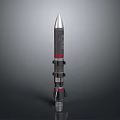 Advanced Tactical Missile With Silver Nose Cone Black Body Red Stripes And Stabilizers