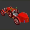 Red Vintage Open Top Race Car With Large Wheels And Metallic Accents