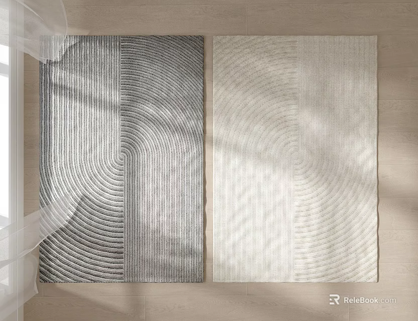 Modern Square Rugs With Gray And Beige Concentric Circle Patterns For Home Decor 3d model